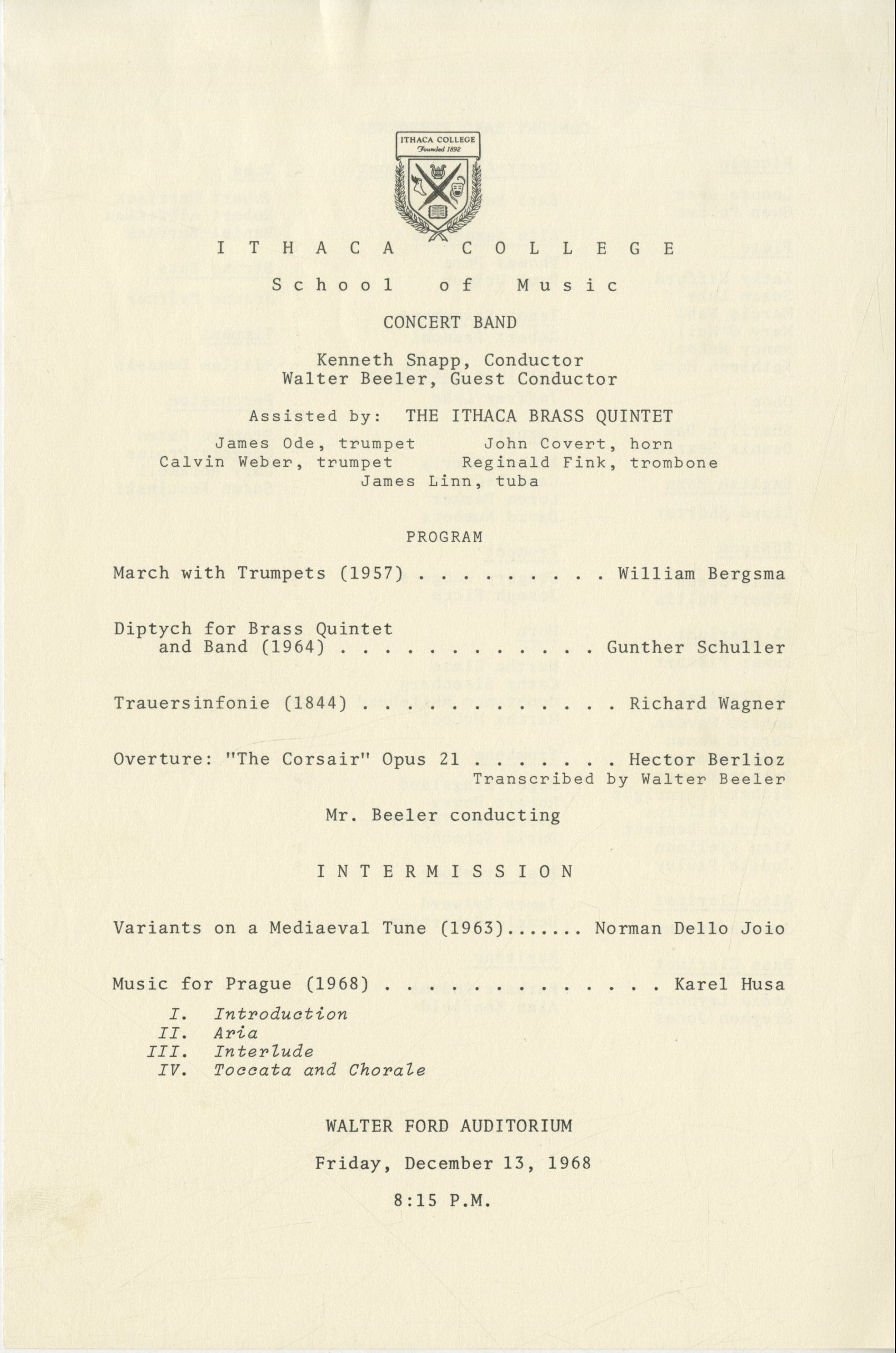 Program from first performance (front).