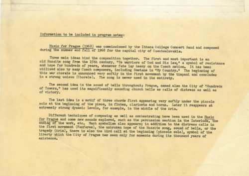 Composer’s foreword to Music for Prague 1968.