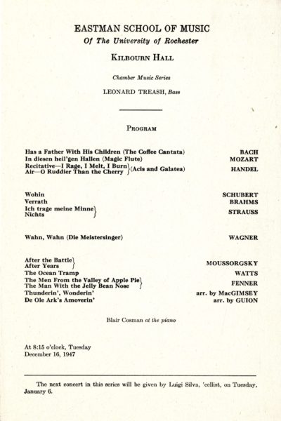 printed program, December 16, 1947
