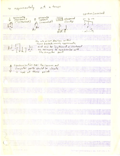 Diaspora, pencil draft of performance notes