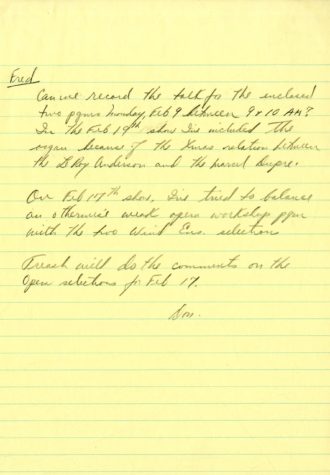 Don Lyon note to FF in re scheduling and content Don Lyon note to FF in re scheduling and content