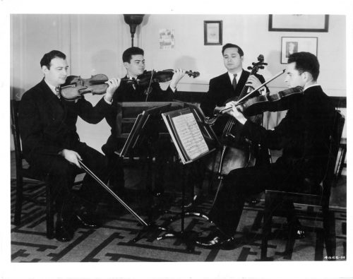 Publicity photo of the Gordon String Quartet, 1936. NBC Artists Service photo