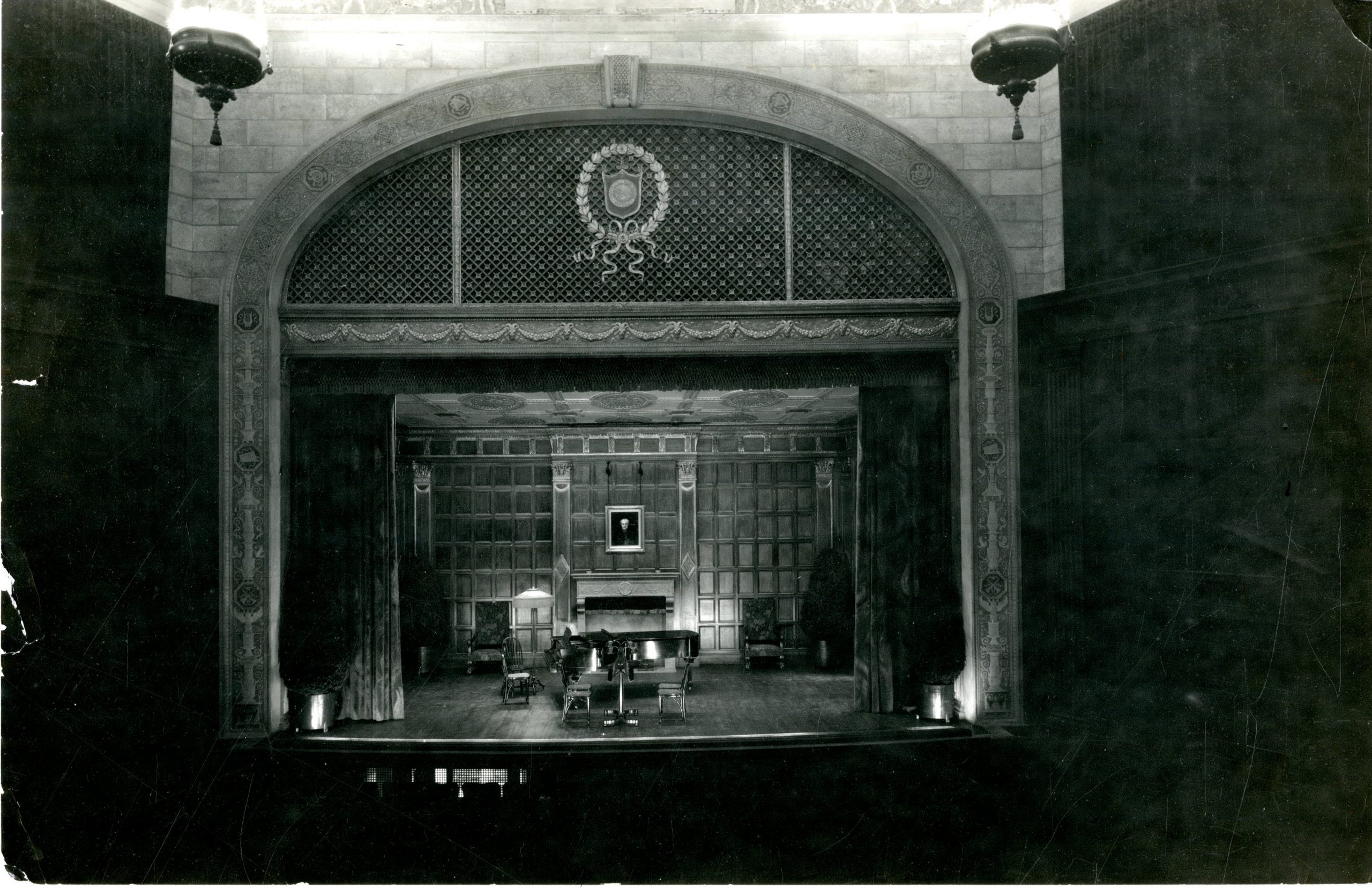 the stage of Kilbourn Hall as it was set for the formal opening in March, 1922