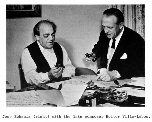 Photograph of Mr. Echániz with composer Villa-Lobos that was published in his repertory list that his management firm circulated.