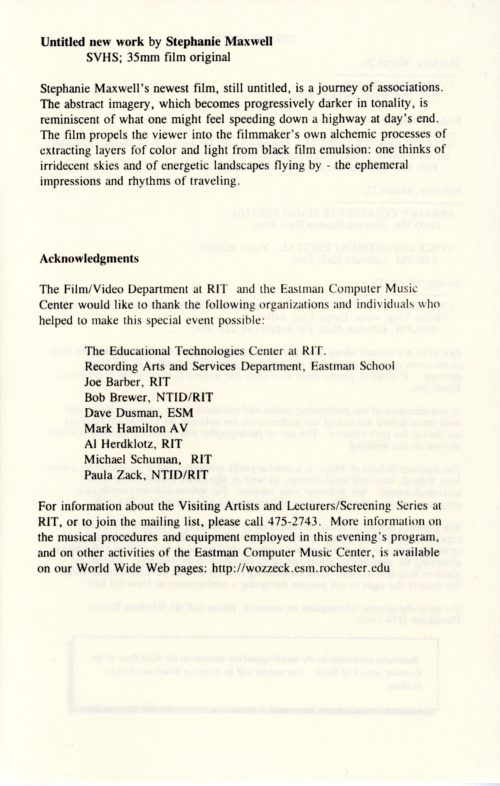Evening of Computer Music and Films, concert program, page 11