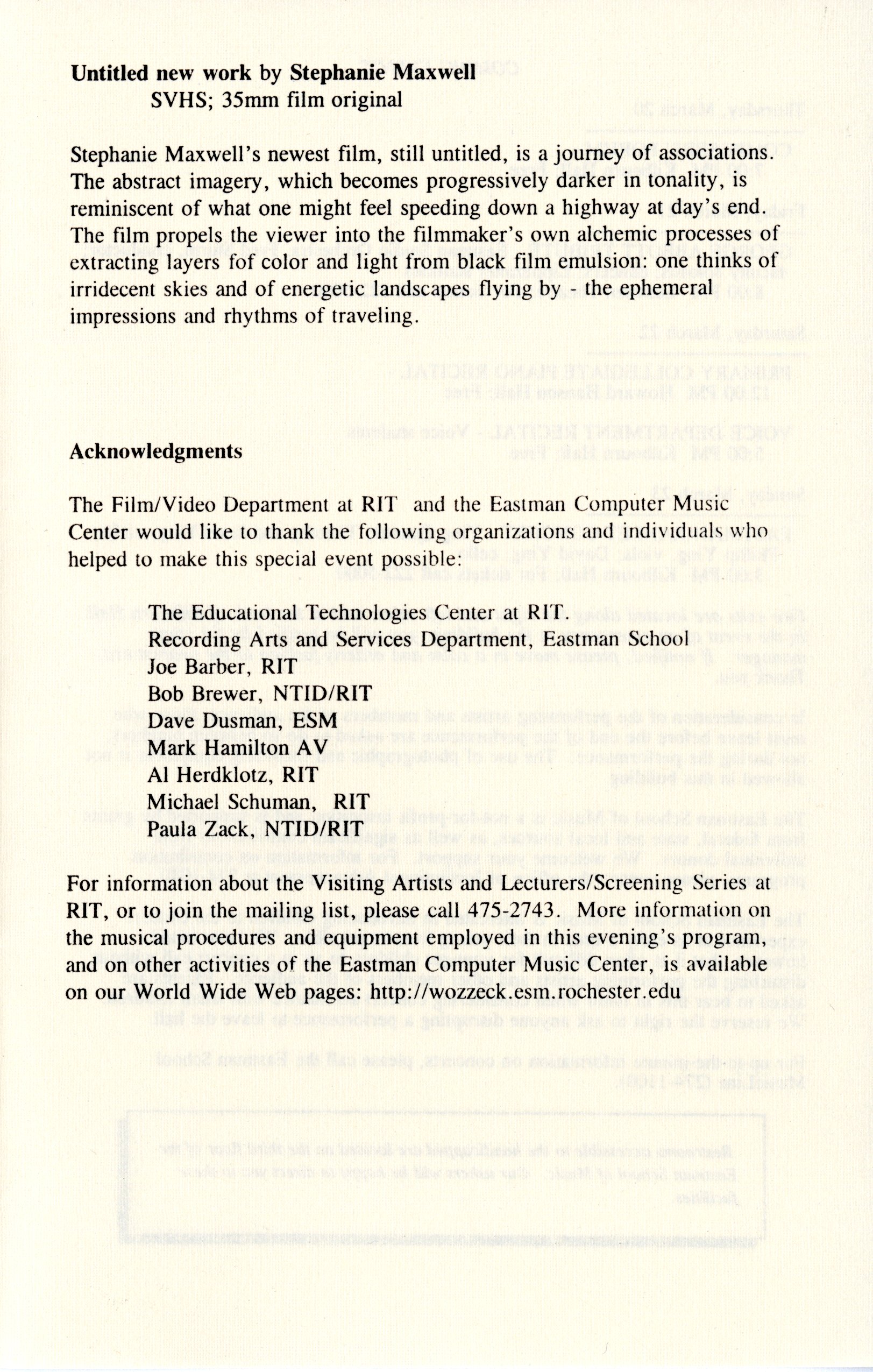 Evening of Computer Music and Films, concert program, page 11