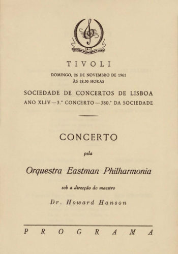 Hanson 2005 box 53-8 Lisbon program page 1 Printed program for the first concert on the tour.