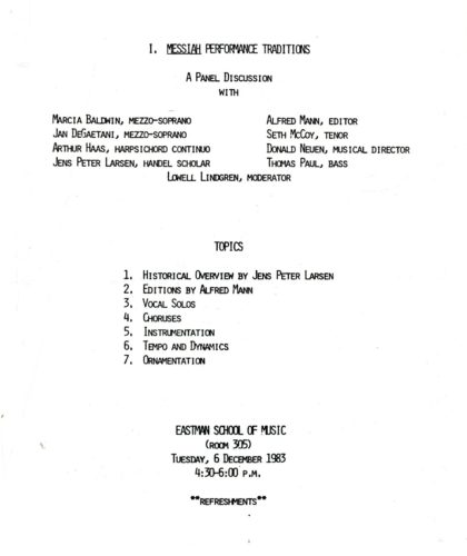 program for Jens Peter Larsen, December 1983
