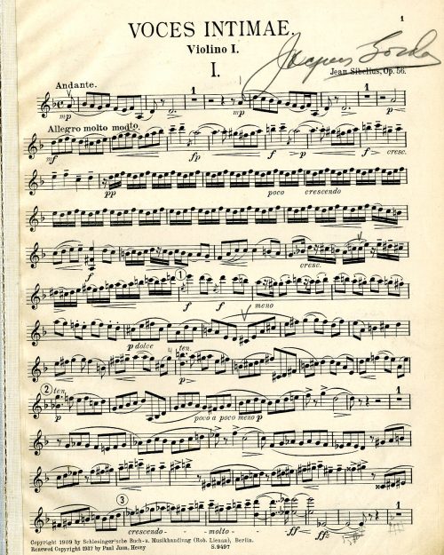 Violin part signed by Jacques Gordon. Jacques Gordon Collection.