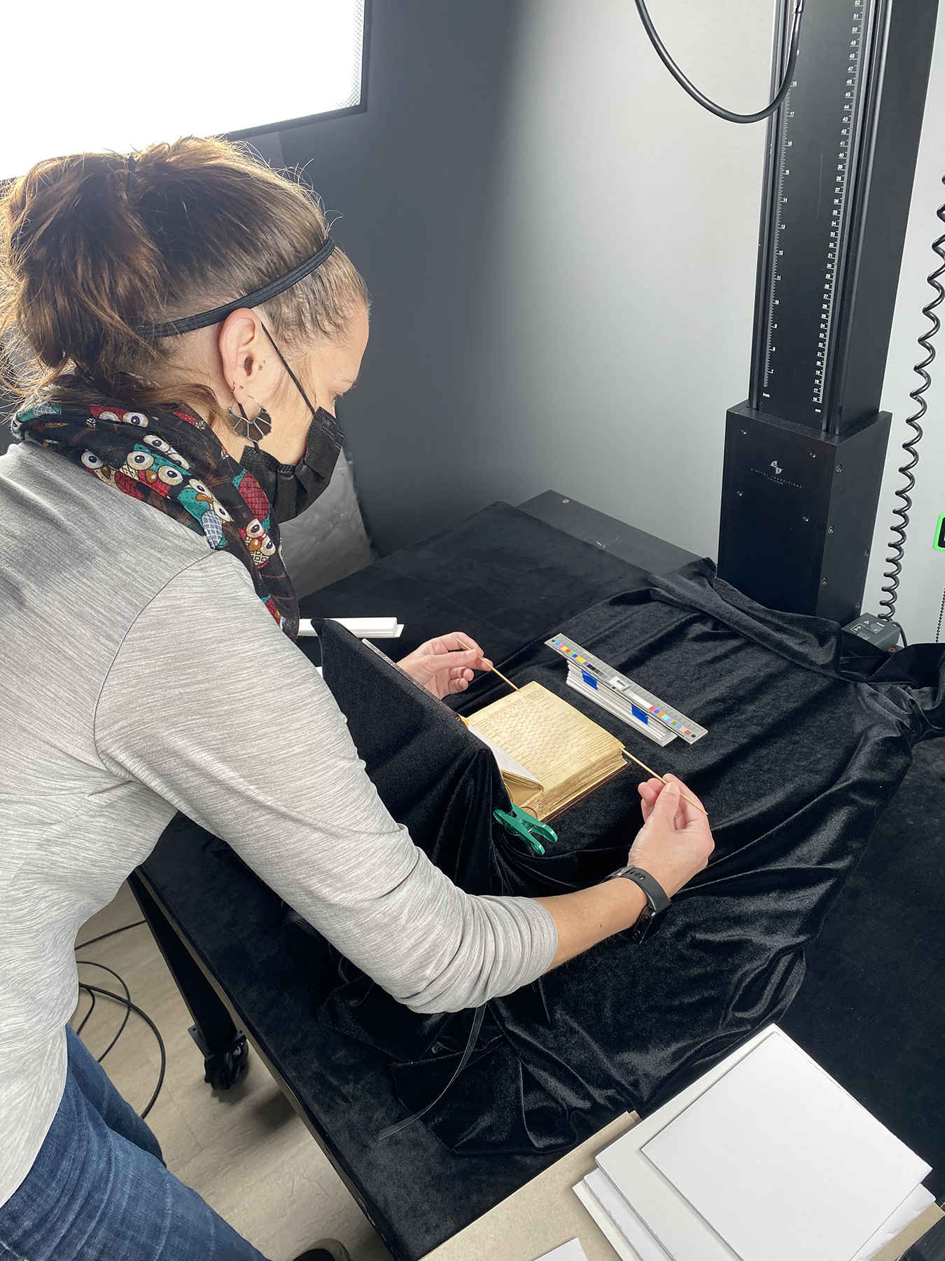 Lisa Wright preparing the codex Lisa Wright preparing the codex