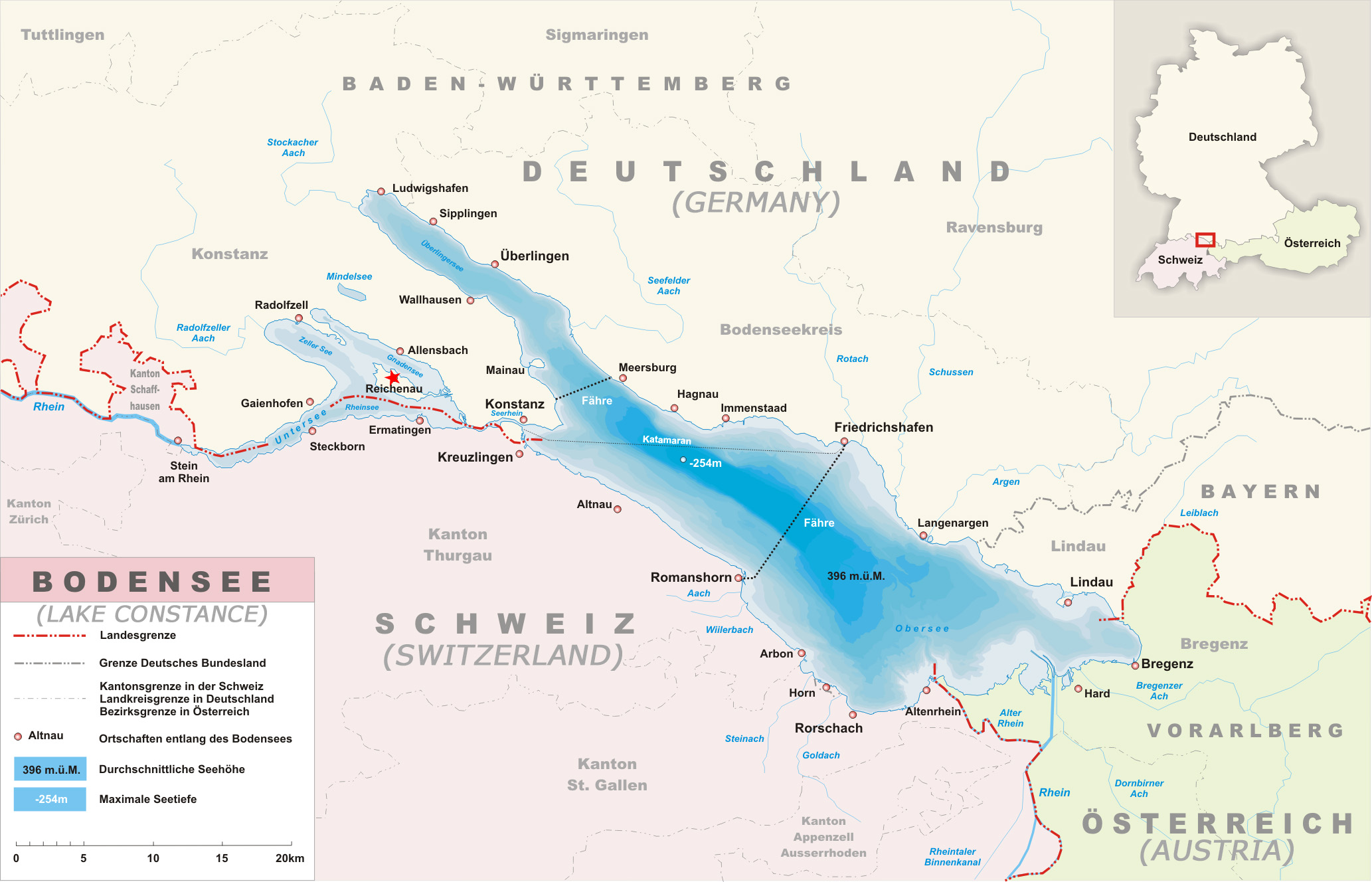 Map of Reichenau on Lake Constance
