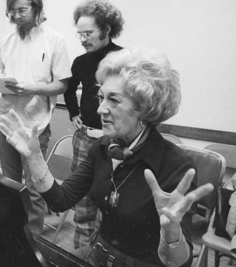 On October 29th, 1972, renowned jazz pianist Marian McPartland (1918-2013) was photographed while working with Eastman students in the classroom.
