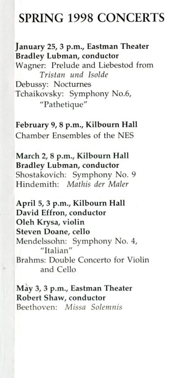 Promotional flyer for the New Eastman Symphony