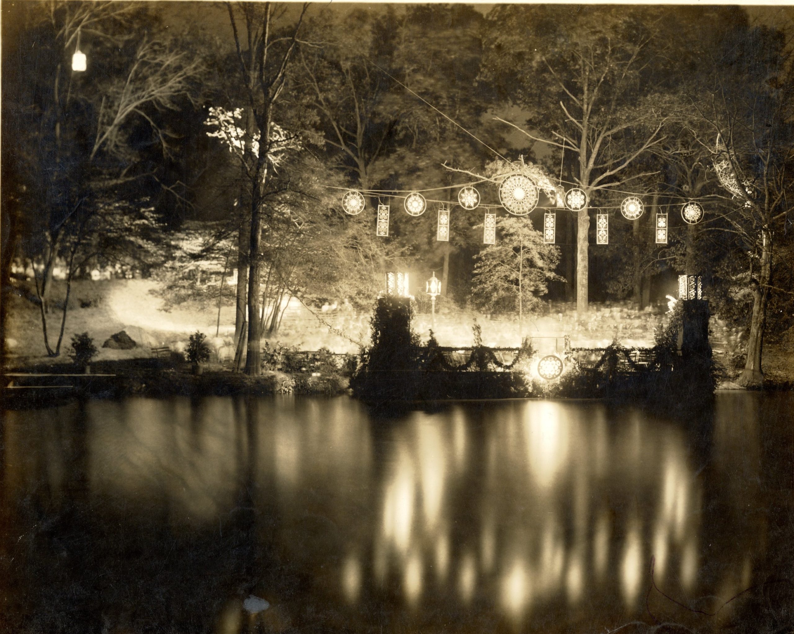 Ornamental lanterns hanging in Central Park for the Song and Light Festival. Ornamental lanterns hanging in Central Park for the Song and Light Festival.