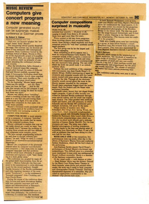 Newspaper article on 1983 ICMC