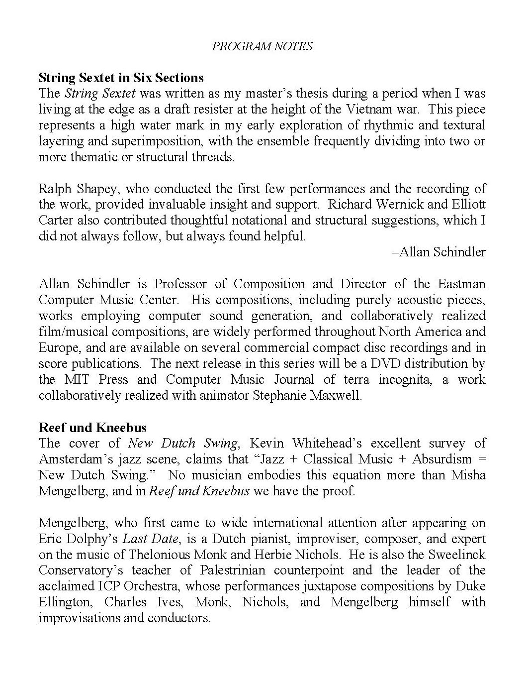 OSSIA concert program (March 21, 2003), page 3