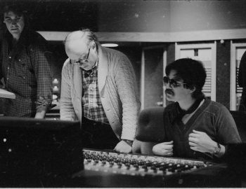 Two scenes in the control room during the Eastman Jazz Ensemble’s recording session on February 27th, 1983. Louis Ouzer Archive