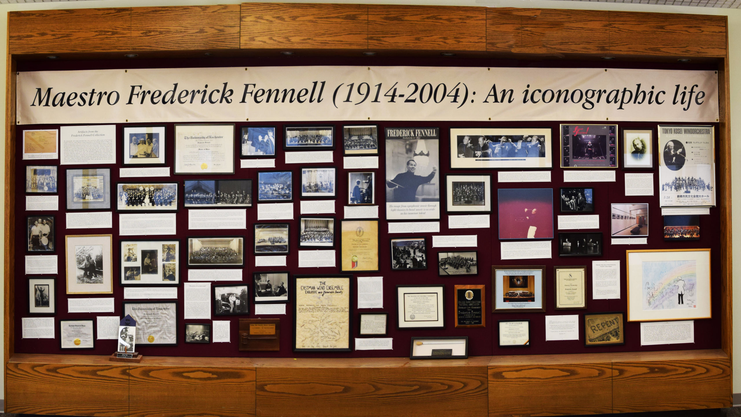 Panorama of display Artifacts from the Frederick Fennell Collection
