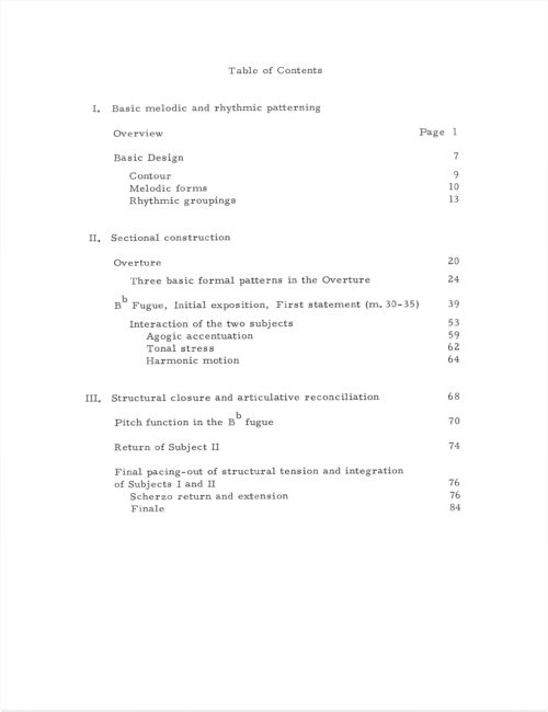 PhD paper (March 1972), table of contents