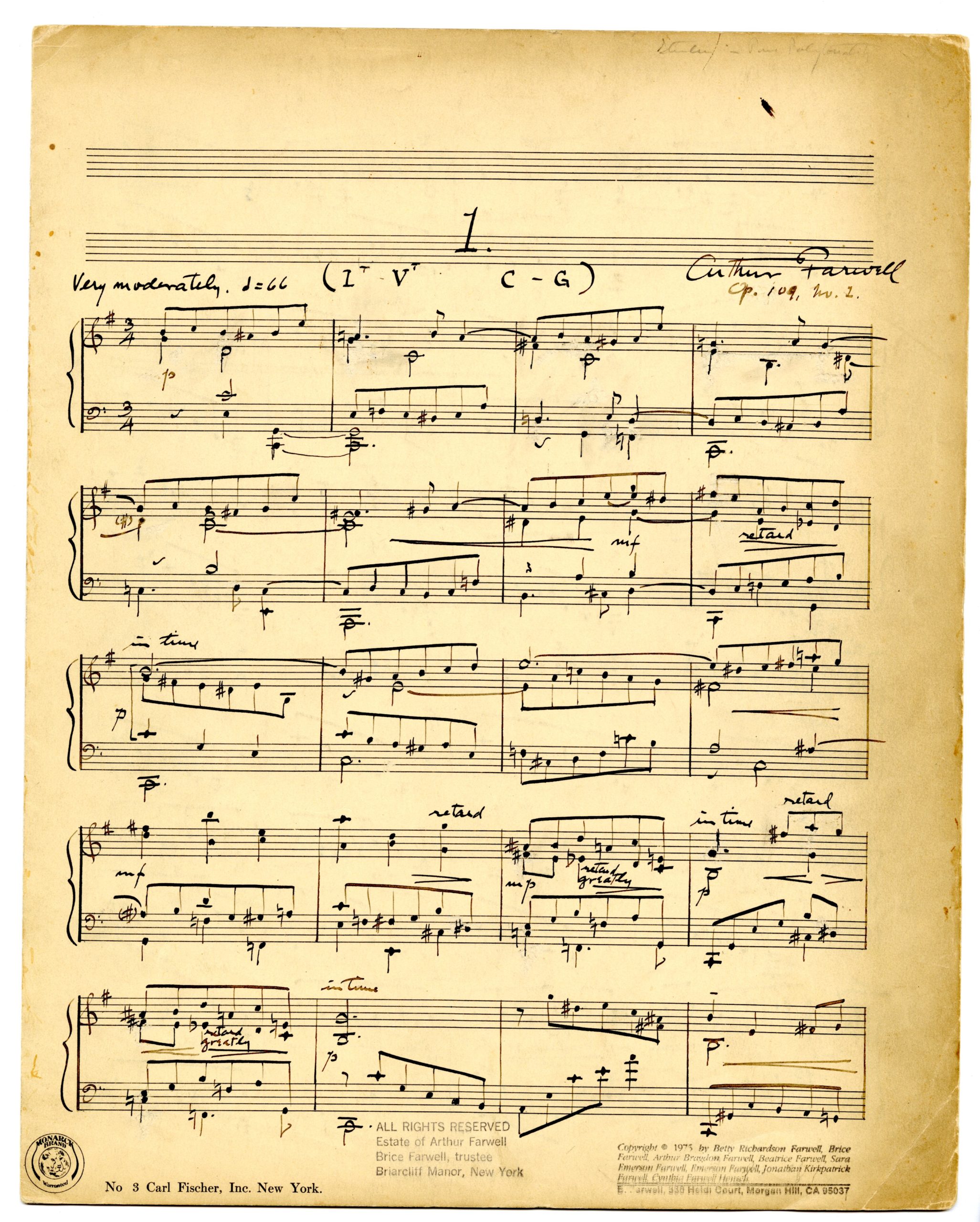 Polytonal Sketches No. 1, ink score, page 1. Polytonal Studies No 1 score 1