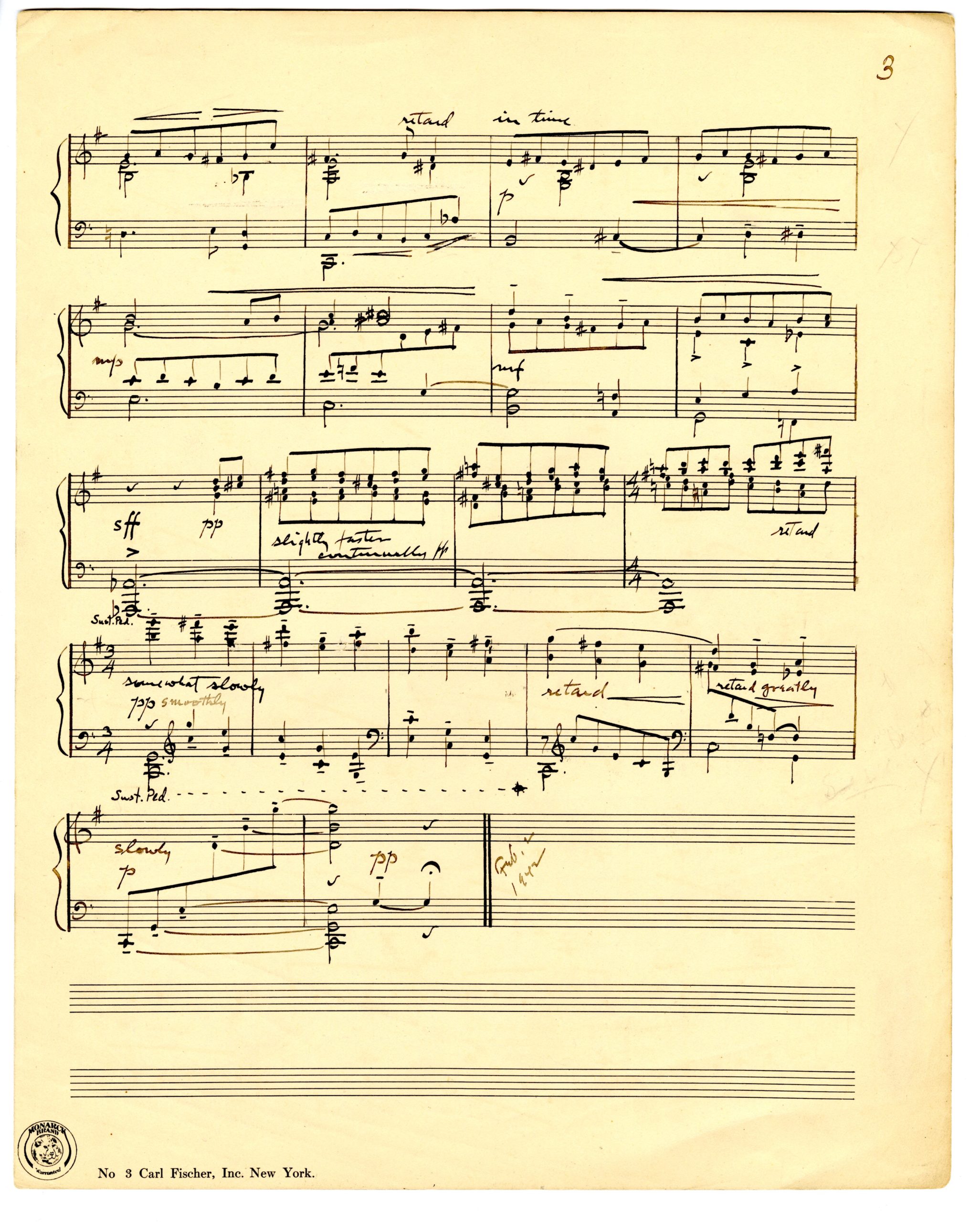 Polytonal Sketches No. 1, ink score, page 3. Polytonal Studies No 1 score 3
