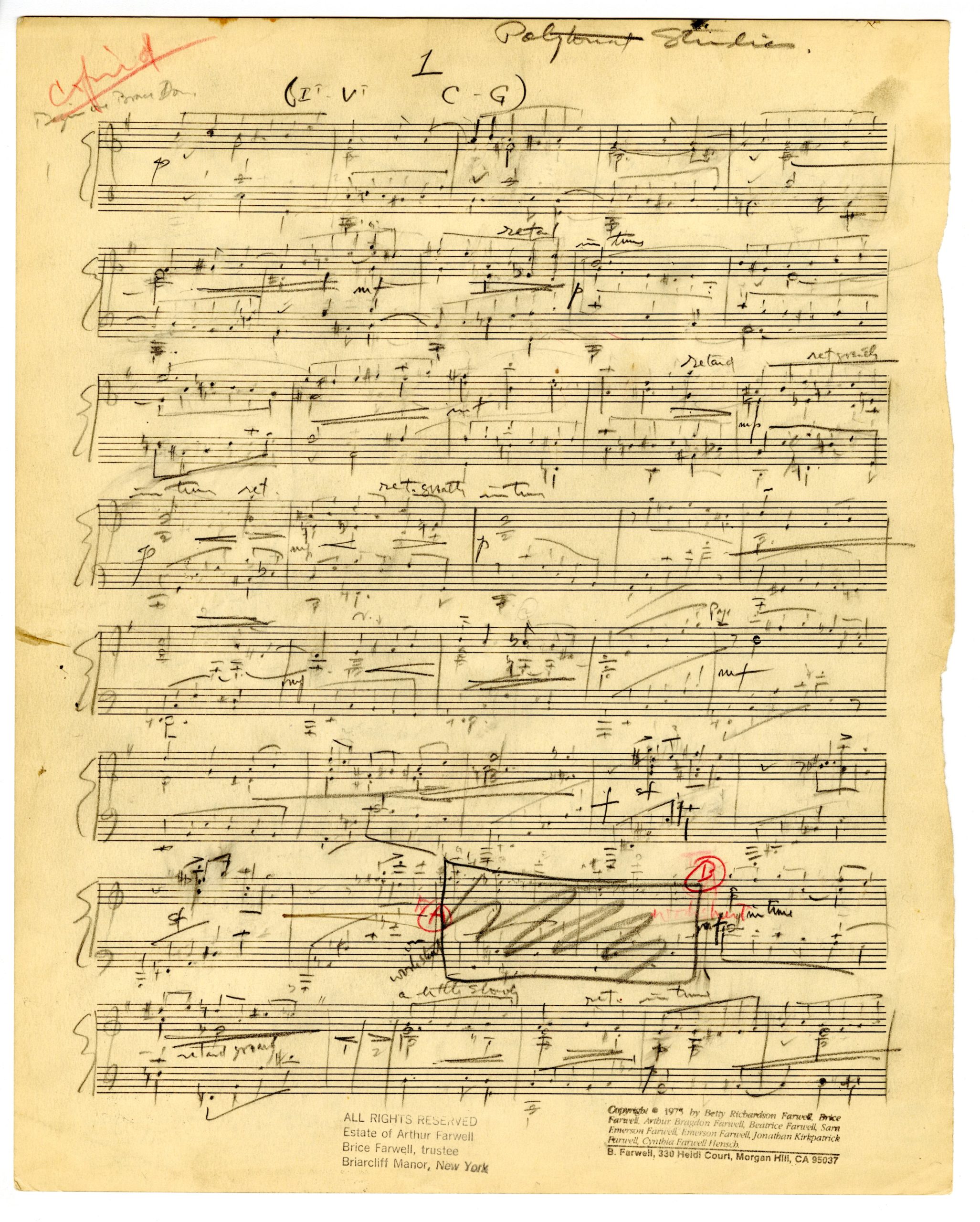 Polytonal Sketches No. 1, pencil sketch, page 1. Polytonal Sketches No. 1, pencil sketch, page 1.