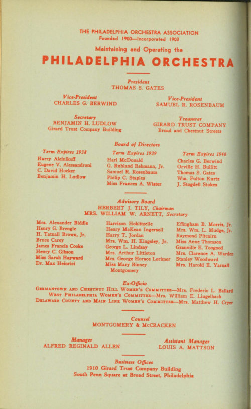 Printed program Philadelphia Orchestra December 10 and 11, 1937 page 2 Printed program Philadelphia Orchestra December 10 and 11, 1937 page 2