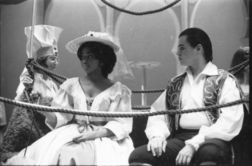 Members of the cast in repose during dress rehearsal.