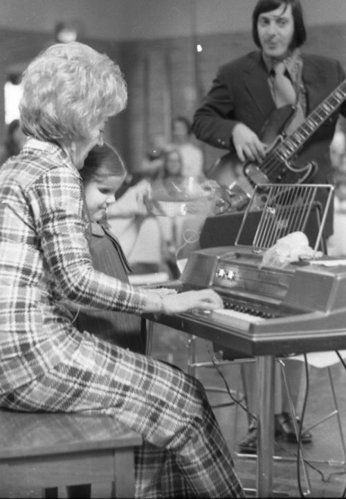 Marian McPartland with her substitute bass player at the World of Inquiry School in Rochester, New York in March, 1971.