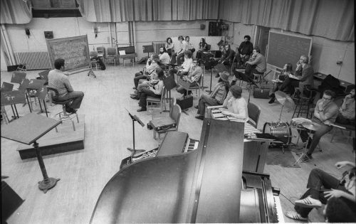 Oliver Nelson with Eastman School Jazz and Contemporary Media students in master class in Room 120