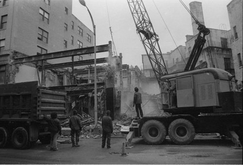 The machinery of demolition.  Aged properties on Gibbs Street begin facing the wrecker’s ball in these photos taken on February 16th, 1983.