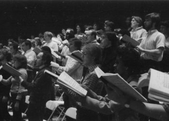 Members of the Eastman Chorale on the day of the Messiah recording session, December 10th, 1983.