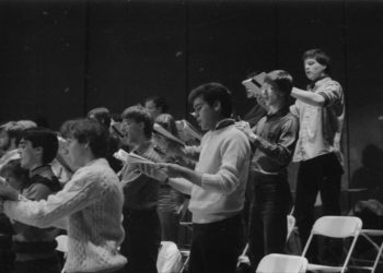 Members of the Eastman Chorale on the day of the Messiah recording session, December 10th, 1983.