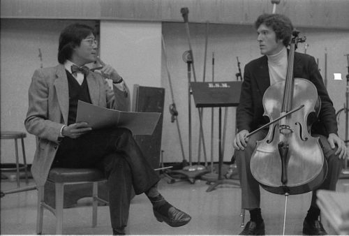 Mr. Ma working with an Eastman School student in Room 120 (today the Rayburn Wright Room).