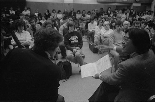Mr. Ma working with an Eastman School student in Room 120 (today the Rayburn Wright Room). Mr. Ma working with an Eastman School student in Room 120 (today the Rayburn Wright Room).
