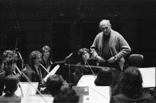 Sir Georg Solti in rehearsal with the Eastman Philharmonia on April 7th, 1987.