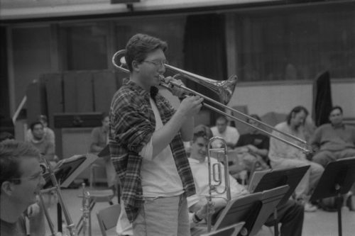 R4220-24 Members of the Eastman Jazz Ensemble rehearse under Fred Sturm’s direction in Room 120 (today the Ray Wright Room) on October 17th, 1996.