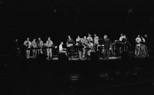 R4222-23 members of the Eastman Jazz Ensemble, with guest artist Benny Carter, all led by director Fred Sturm.