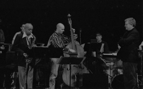 R4222-26 members of the Eastman Jazz Ensemble, with guest artist Benny Carter, all led by director Fred Sturm.