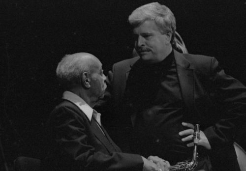 R4223-8 members of the Eastman Jazz Ensemble, with guest artist Benny Carter, all led by director Fred Sturm.