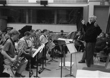 Bob Brookmeyer directing members of the Eastman Jazz Ensemble in rehearsal