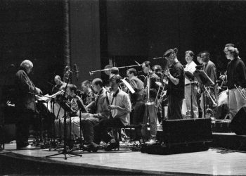 Bob Brookmeyer directing during a run-through in the Eastman Theater.