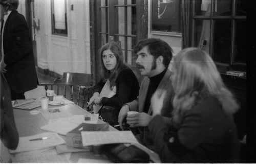 Students running the information center.