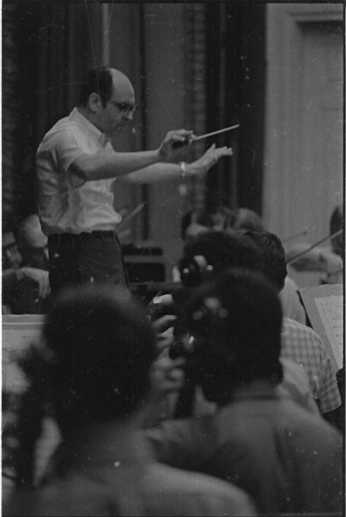Samuel Adler conducts the volunteer orchestra