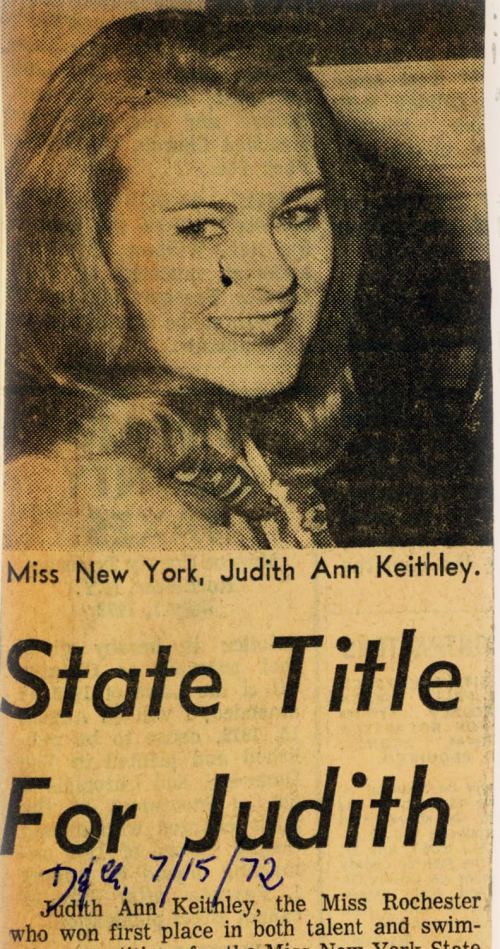 press item, “State title for Judith,” Rochester Democrat & Chronicle, July 15, 1972. Preserved in Rochester Scrapbook June-July 1972, page 88. Sibley Music Library.