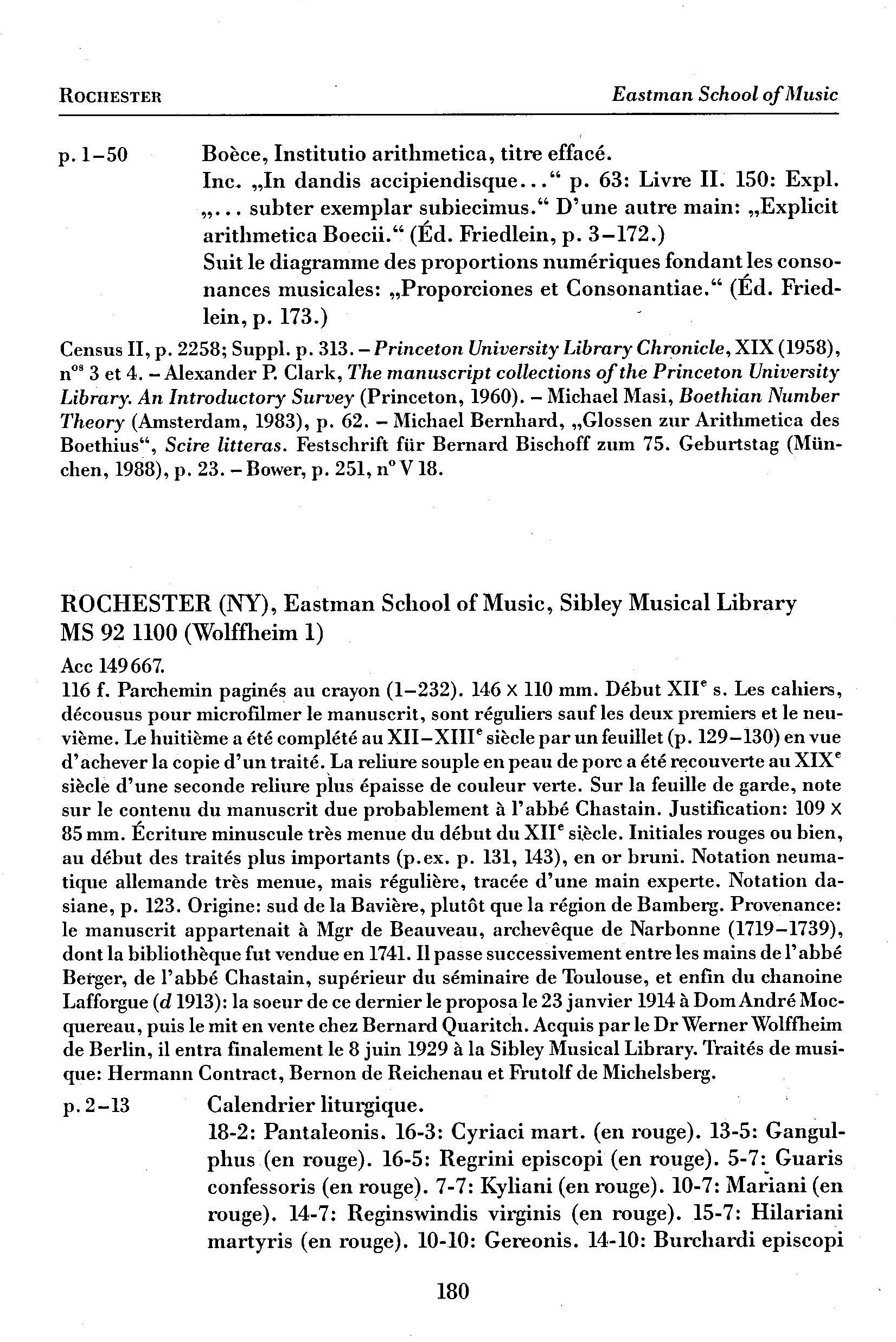 RISM IV, description of Rochester Codex, page 1 RISM IV, description of Rochester Codex, page 1