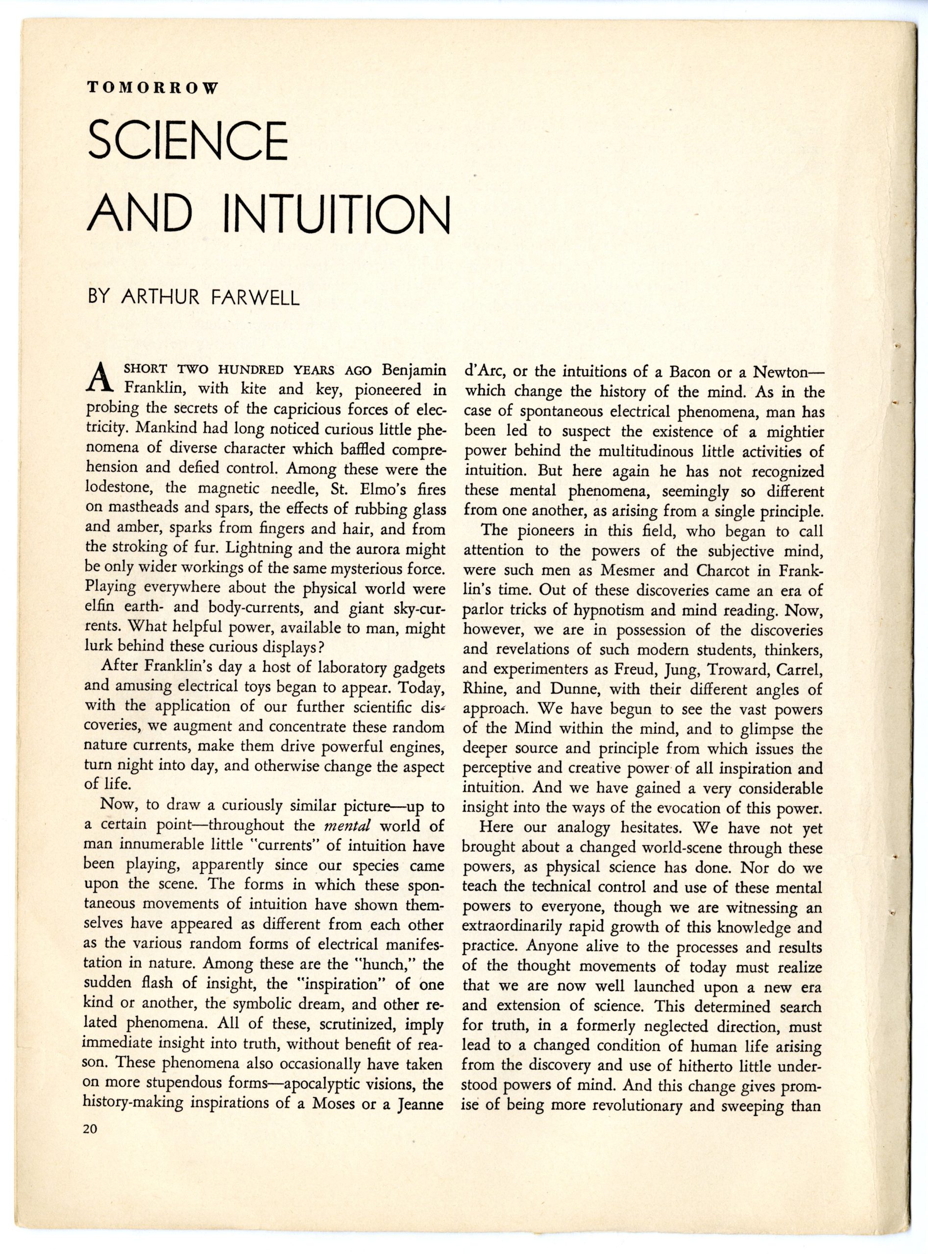 Science and Intuition article, page 1.