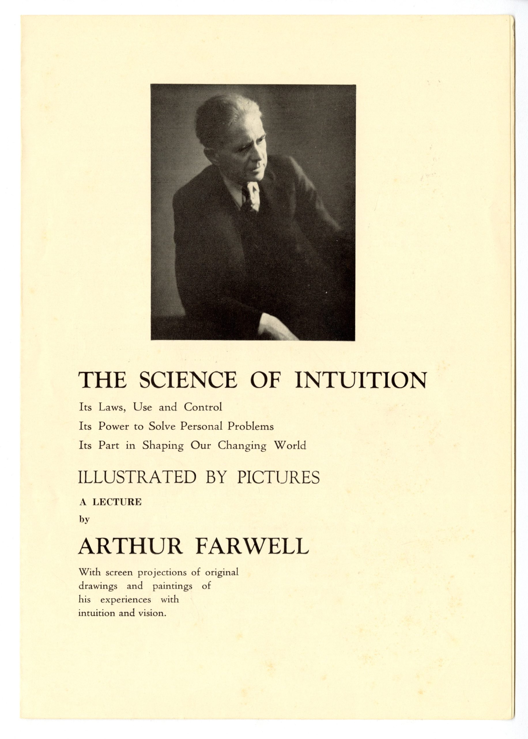 The Science of Intuition lecture program, front cover.