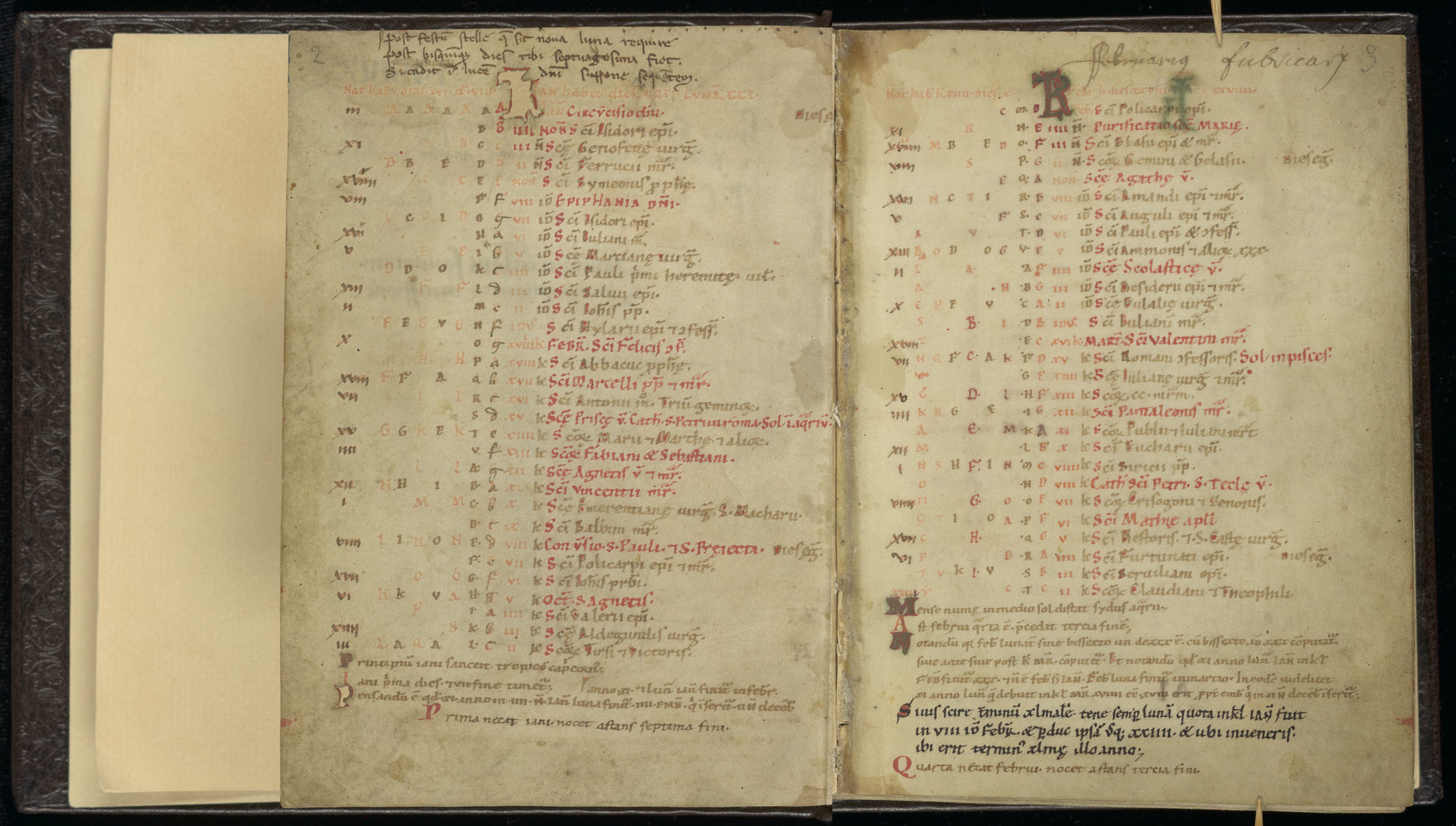 Scribe A, calendar of saints (pages 2-3) Scribe A, calendar of saints (pages 2-3)