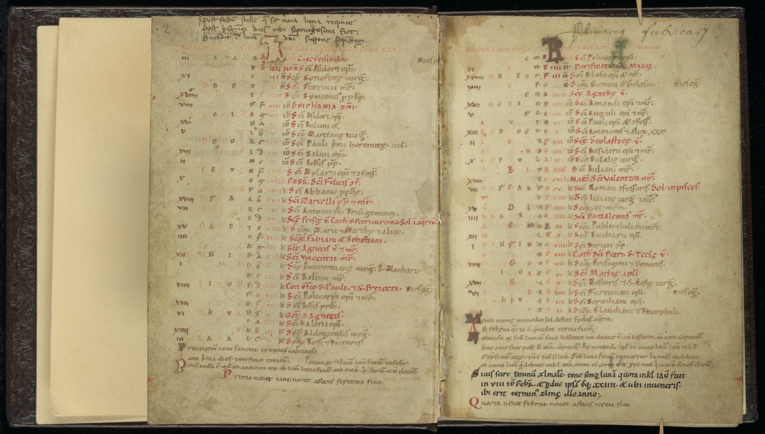 Scribe A, calendar of saints (pages 2-3)